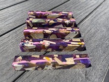 Hybrid Pen Blanks. 5 pieces. Box Elder Burl and Colored pencils - Pink/Purple Approximately 5.25 x 3/4 x 3/4